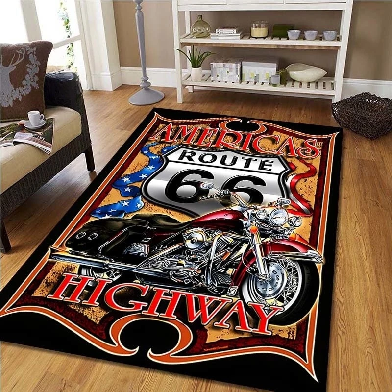Commercial Kitchen Non Slip Flooring - Route 66. Motocyklowy dywan do sypialni