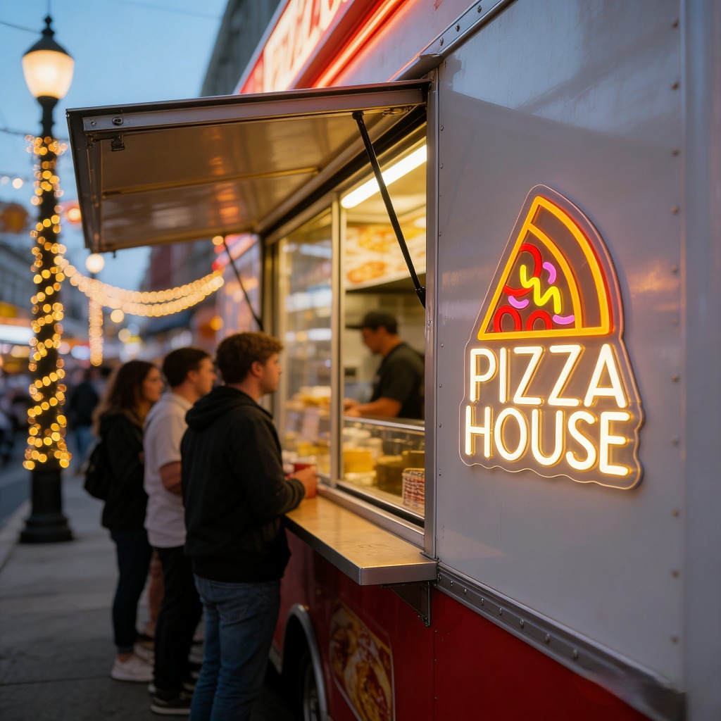 Neonowy szyld Pizza House, ści – Commercial Kitchen Windows recenzja i cena